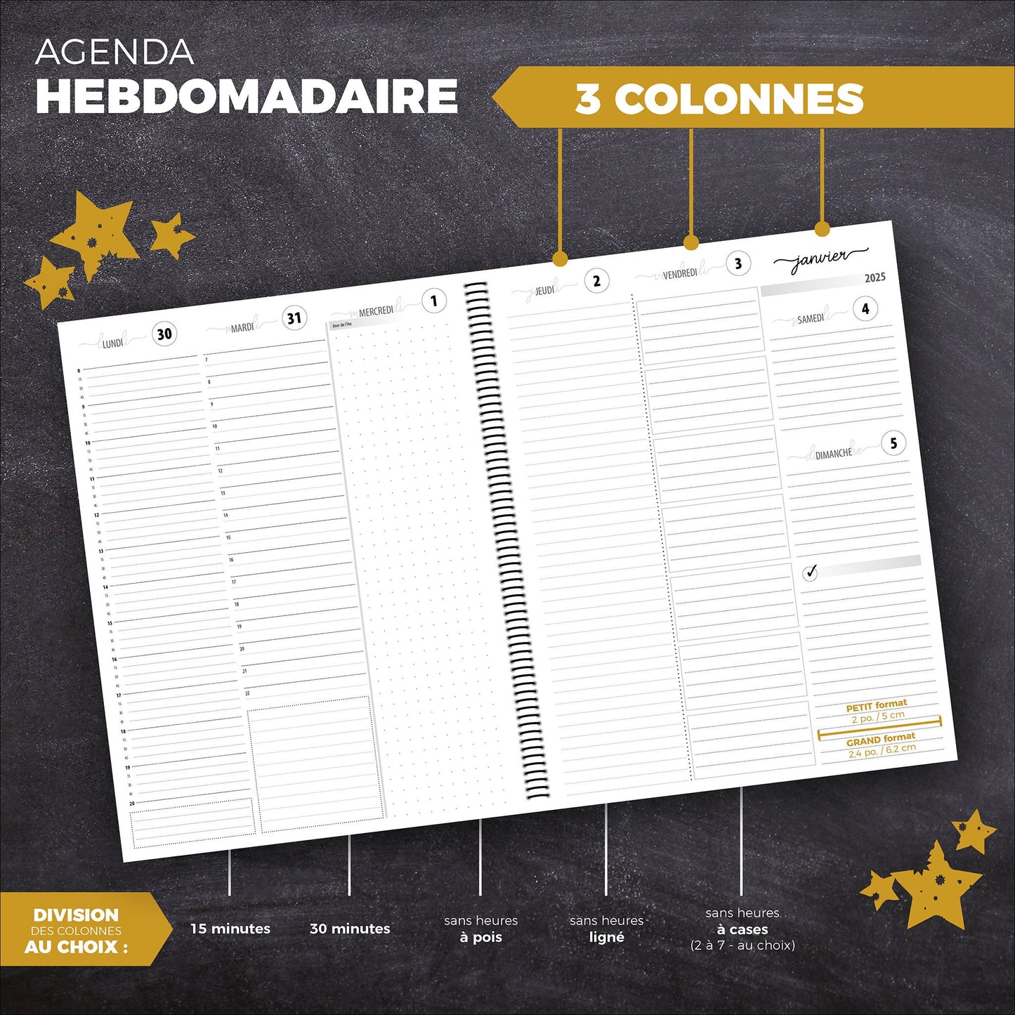 AGENDA | Couverture SUR MESURE - Papeterie d'Or et d'Étoiles