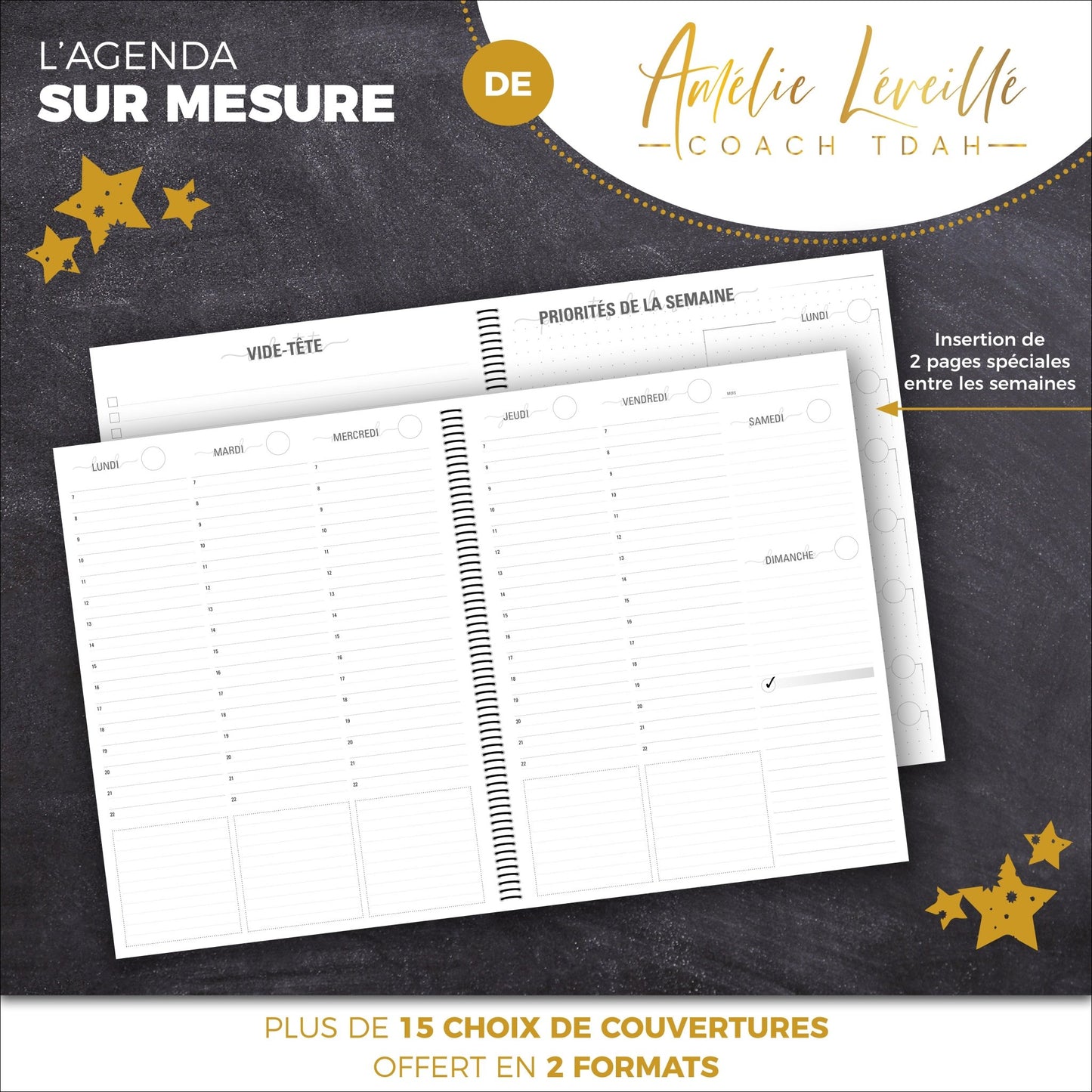 Agenda SUR MESURE | Amélie Léveillé - Papeterie d'Or et d'Étoiles