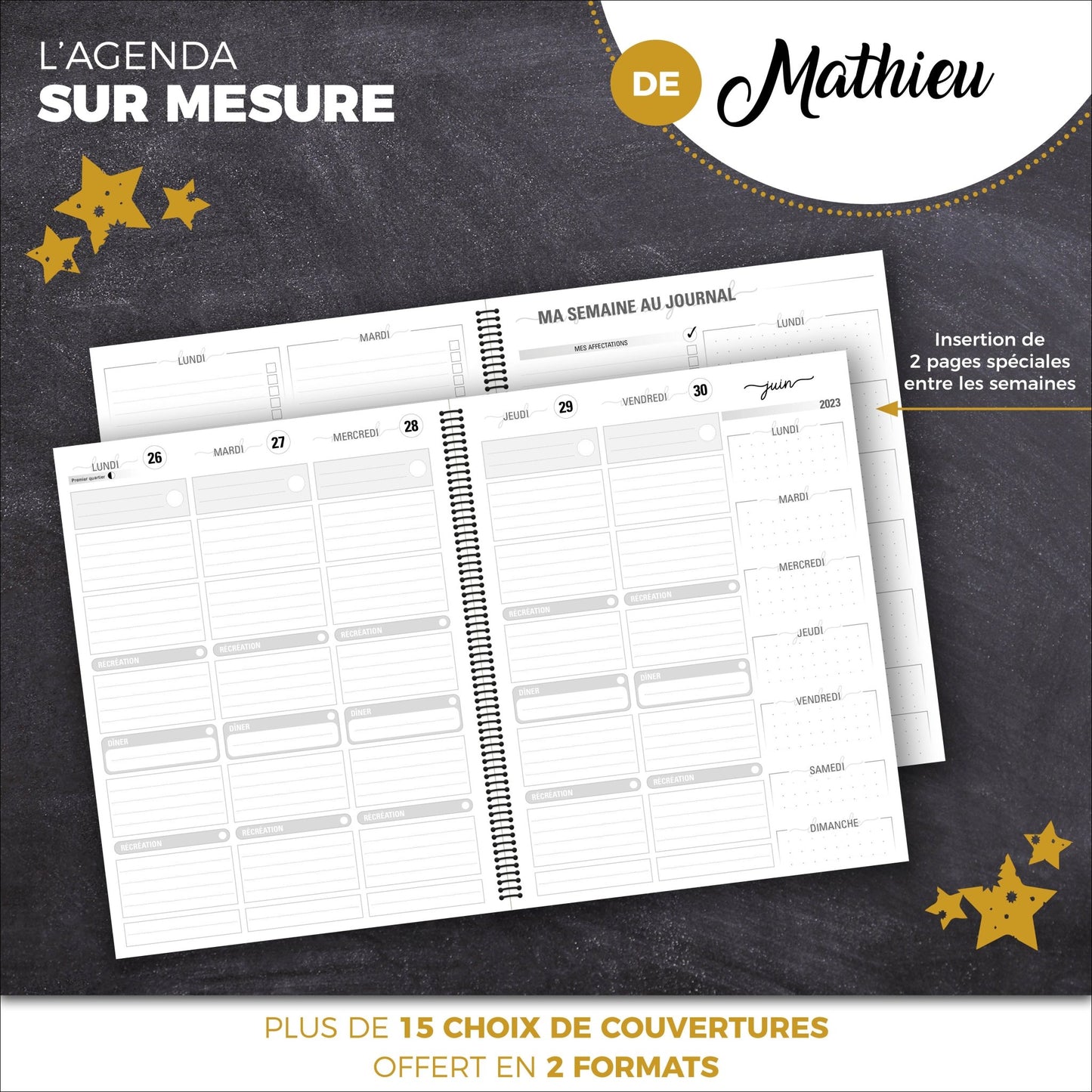 Agenda SUR MESURE | Mathieu Hardy - Papeterie d'Or et d'Étoiles