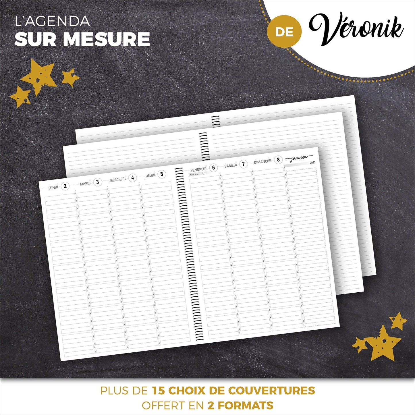 Agenda SUR MESURE | Véronik Riendeau - Papeterie d'Or et d'Étoiles