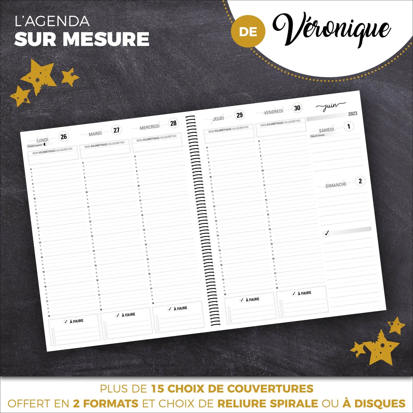 Agenda SUR MESURE | Véronique Vezeau - Papeterie d'Or et d'Étoiles