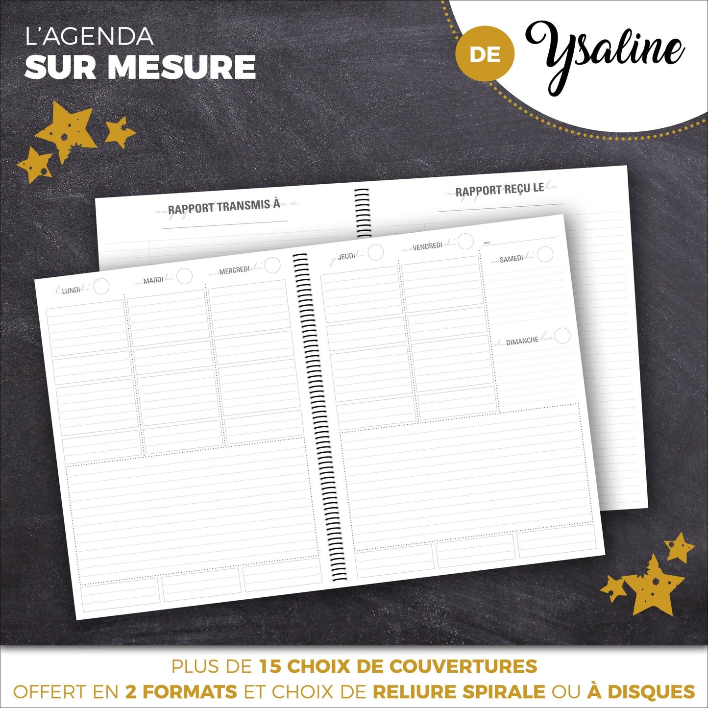 Agenda SUR MESURE | Ysaline Bollie - Papeterie d'Or et d'Étoiles