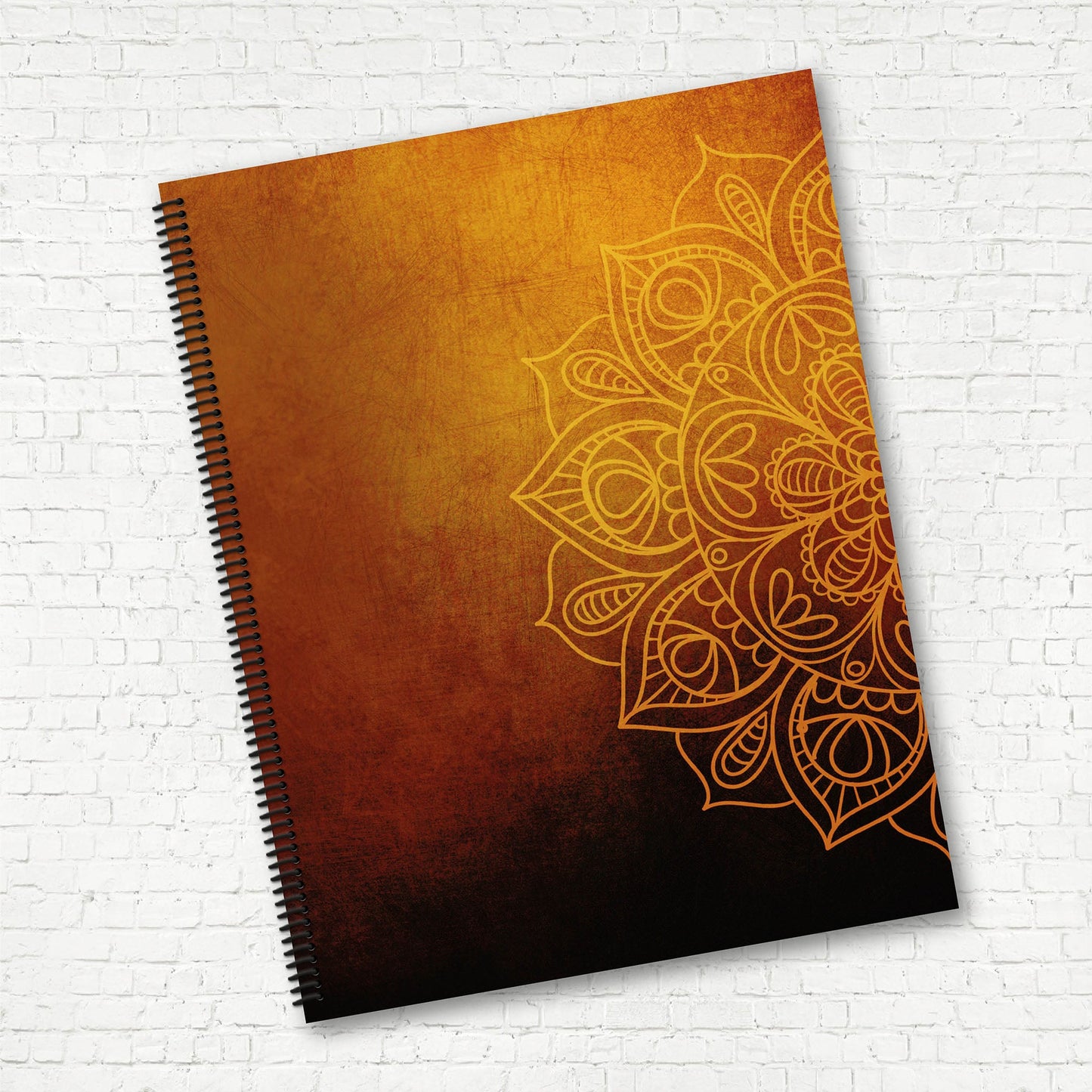 CAHIER DE NOTES | Mandala Orange - Papeterie d'Or et d'Étoiles