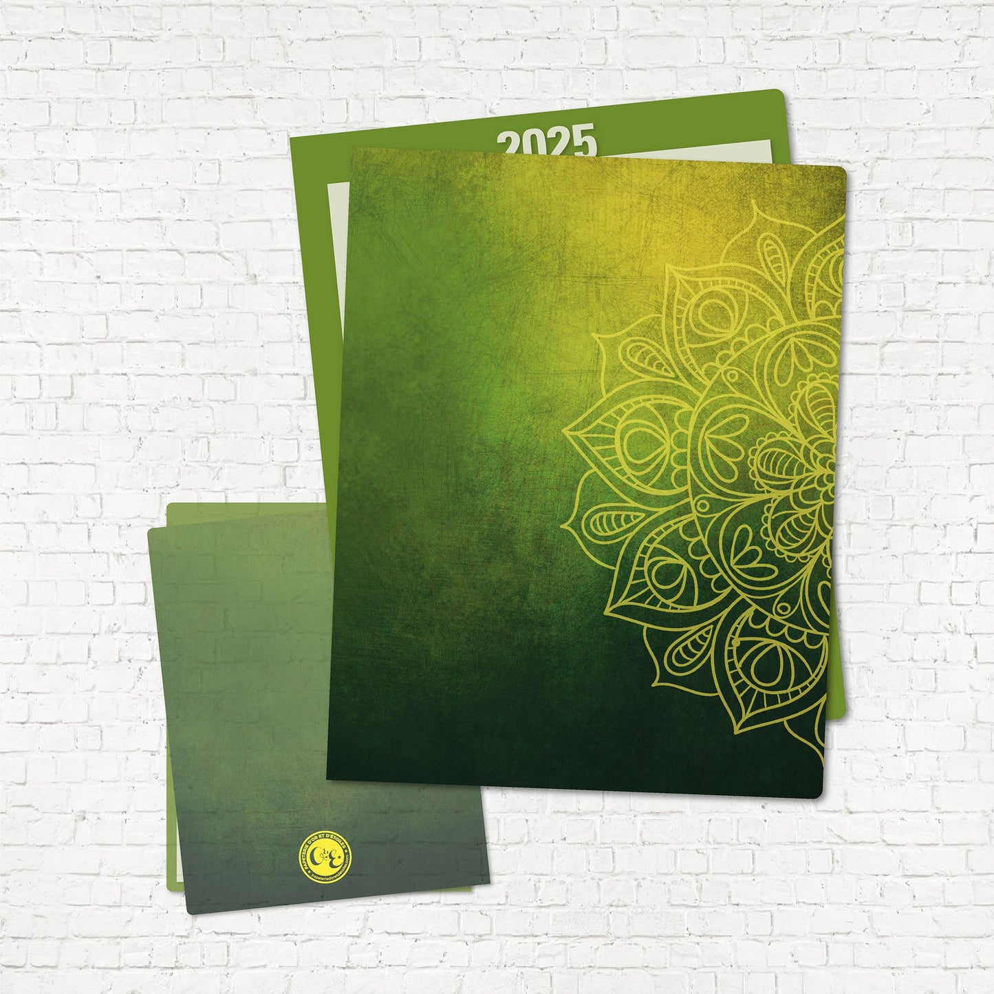 COUVERTURE | Mandala Vert - Papeterie d'Or et d'Étoiles