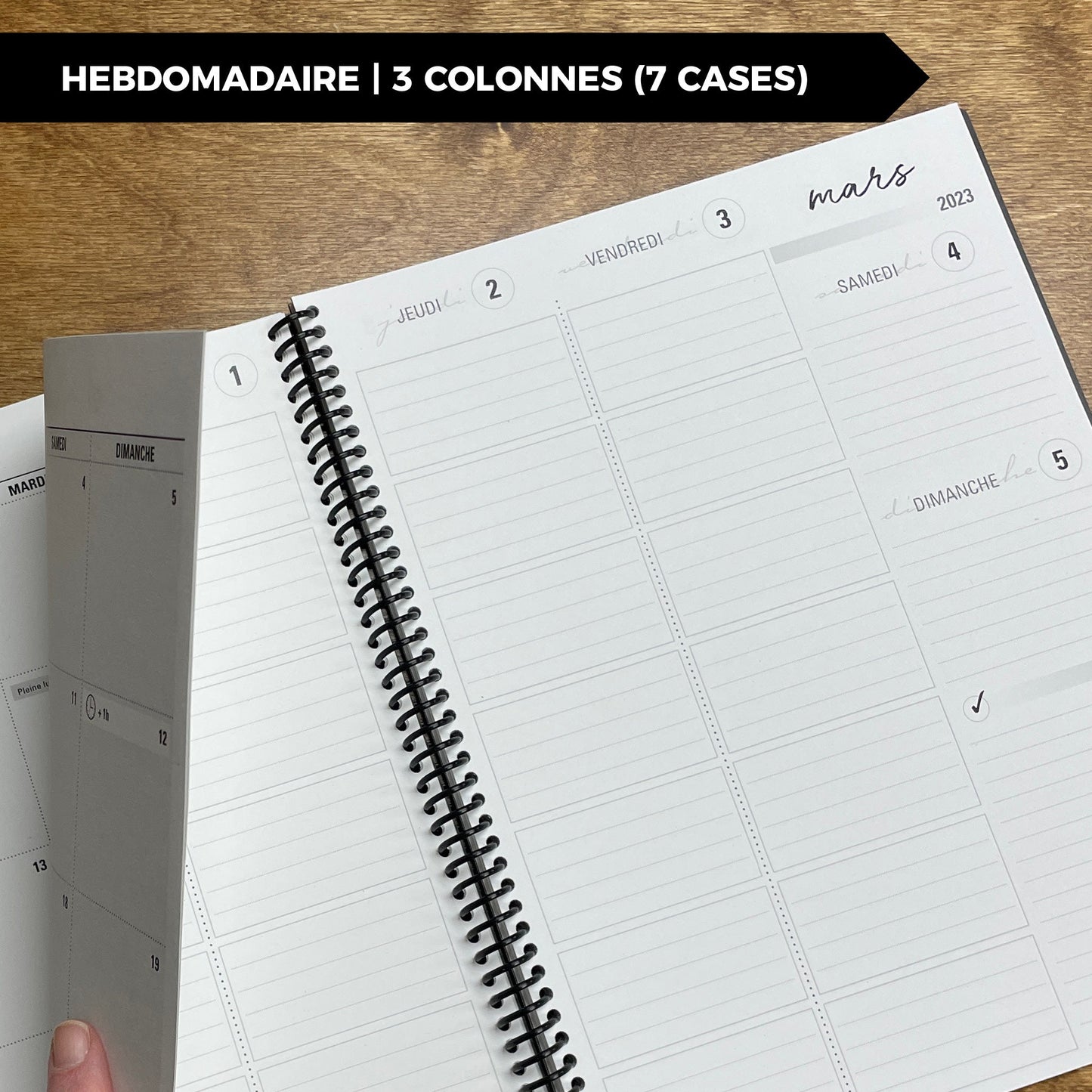 RÉCUP | HEBDO 3 COLONNES (7 cases) - Papeterie d'Or et d'Étoiles