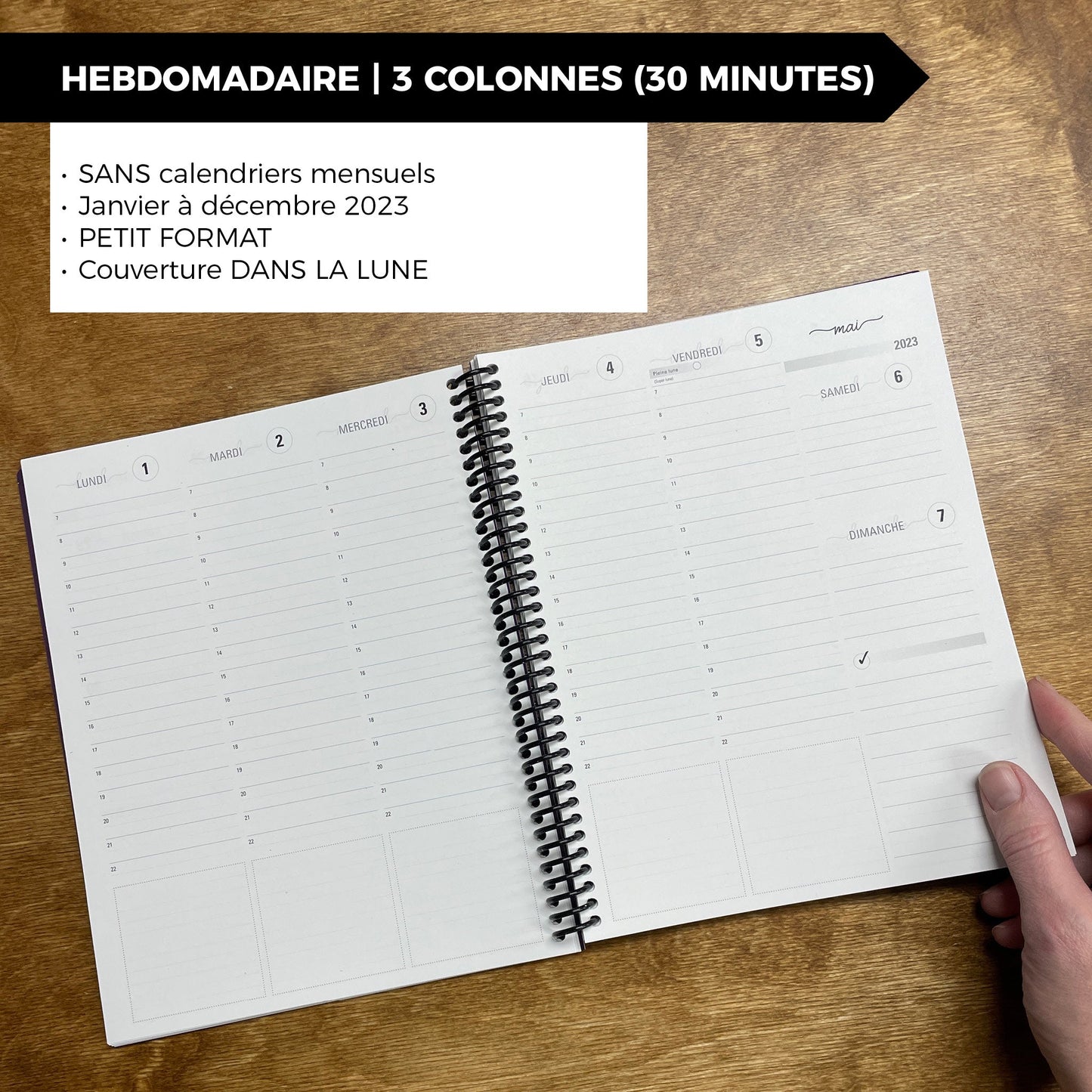 RÉCUP | HEBDO 3 COLONNES (Divisées aux 30 minutes) - Papeterie d'Or et d'Étoiles