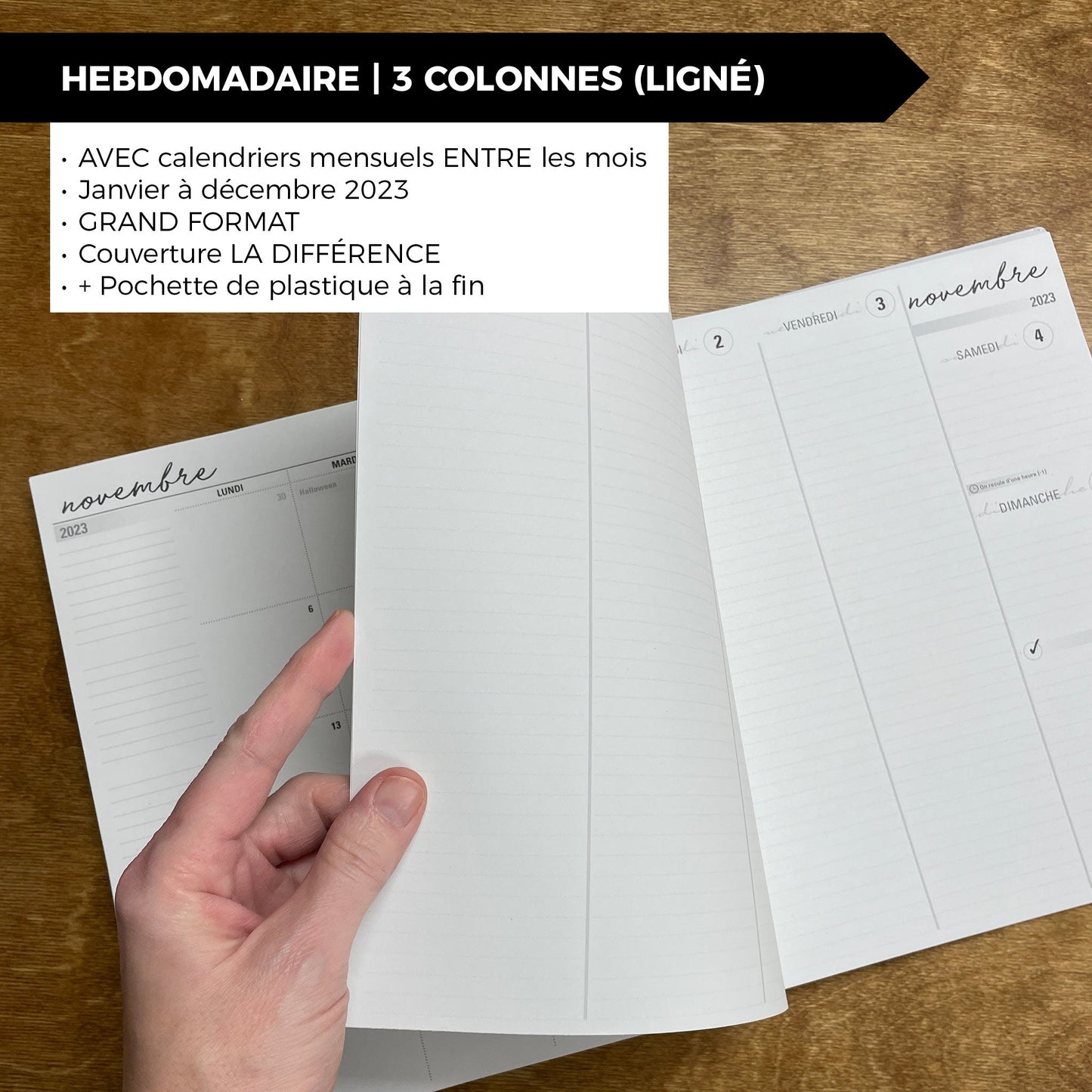RÉCUP | HEBDO 3 COLONNES (Ligné) - Papeterie d'Or et d'Étoiles