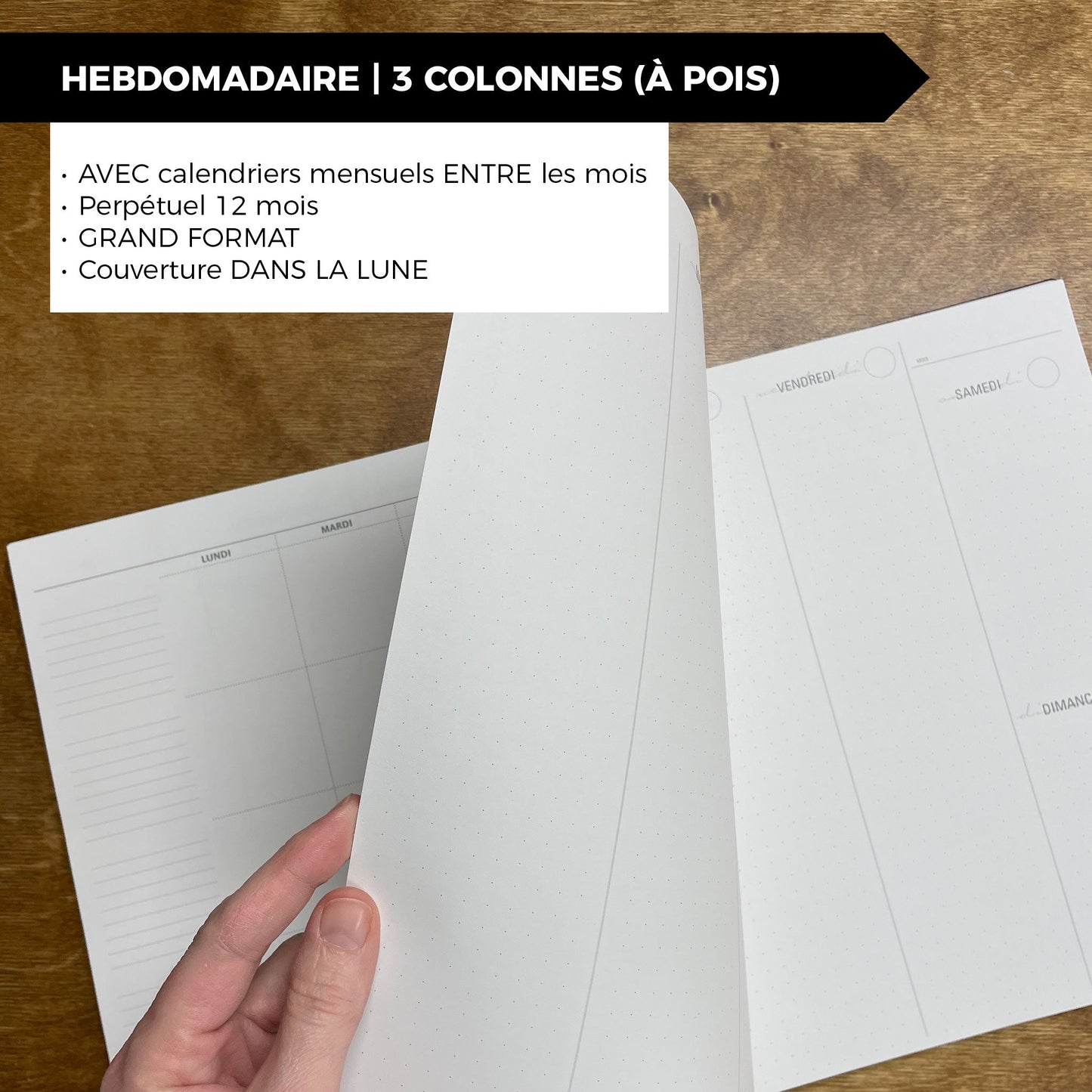 RÉCUP | HEBDO 3 COLONNES (Pois) - Papeterie d'Or et d'Étoiles
