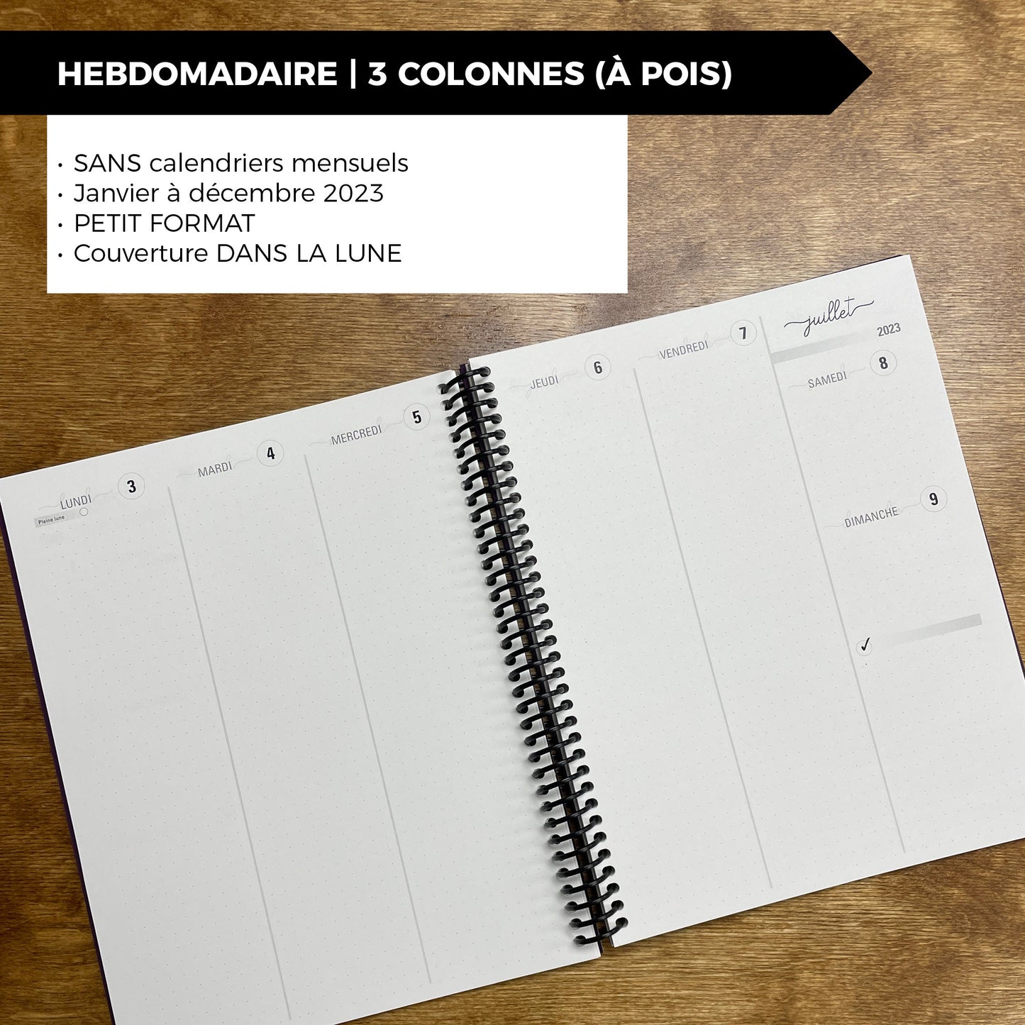 RÉCUP | HEBDO 3 COLONNES (Pois) - Papeterie d'Or et d'Étoiles