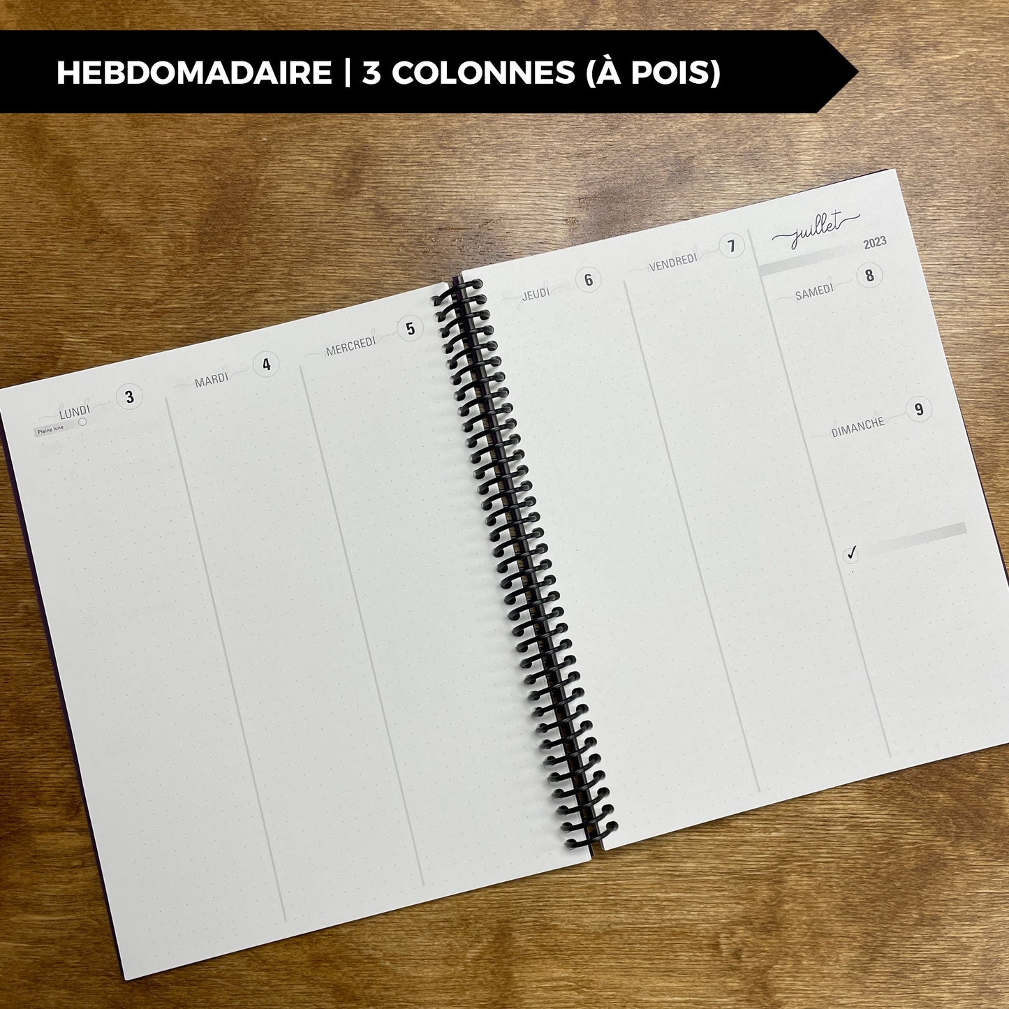 RÉCUP | HEBDO 3 COLONNES (Pois) - Papeterie d'Or et d'Étoiles