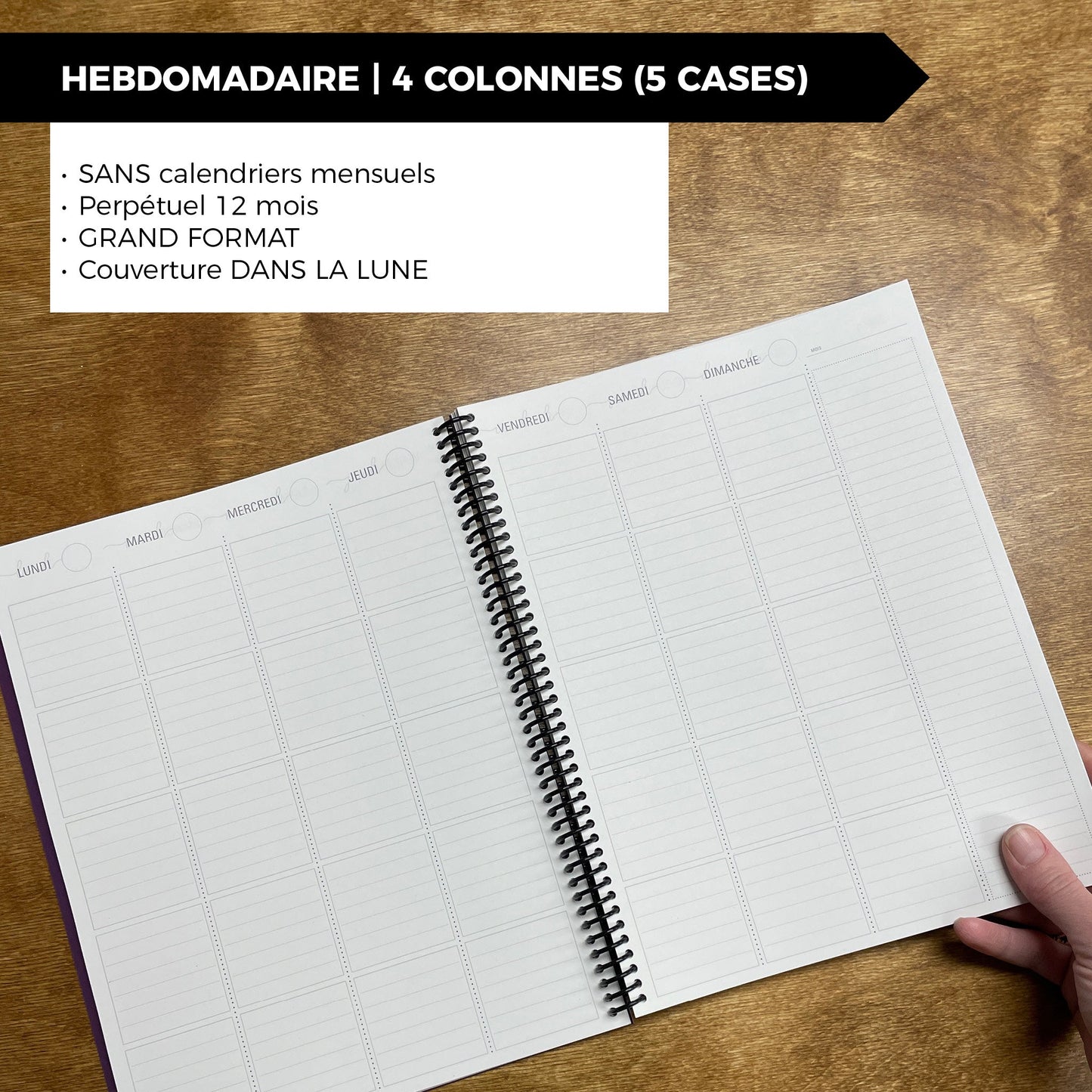 RÉCUP | HEBDO 4 COLONNES (5 cases) - Papeterie d'Or et d'Étoiles
