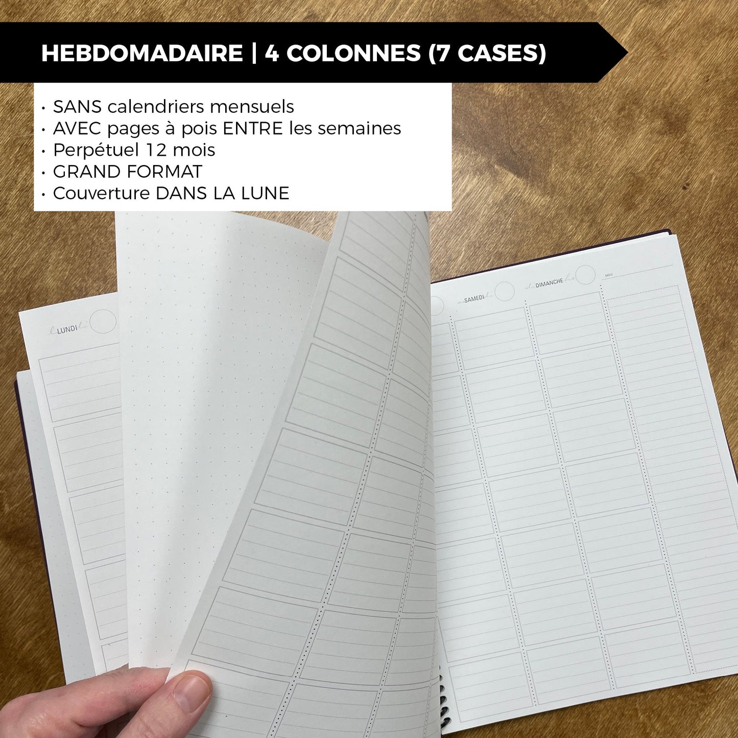 RÉCUP | HEBDO 4 COLONNES (7 cases) - Papeterie d'Or et d'Étoiles