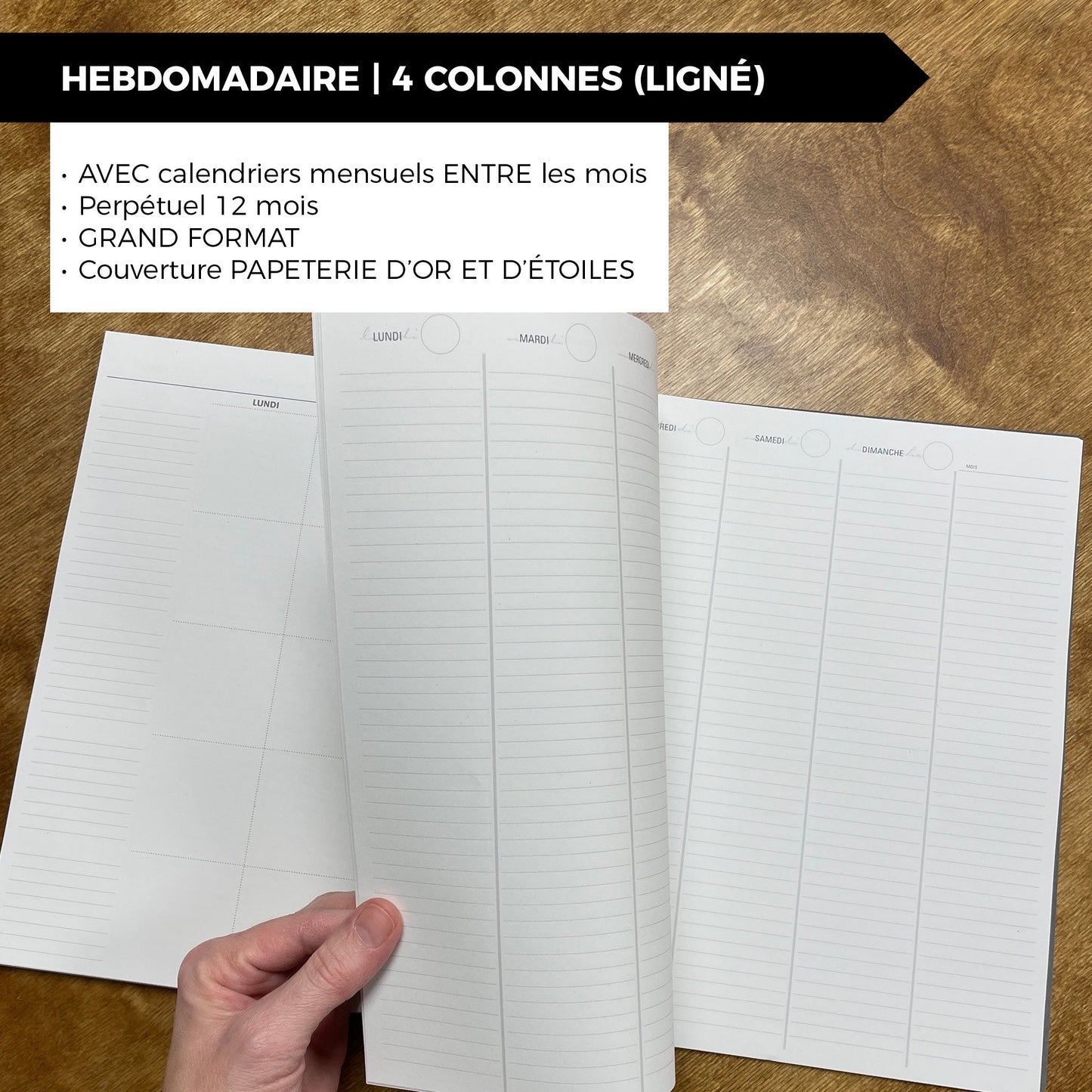 RÉCUP | HEBDO 4 COLONNES (Ligné) - Papeterie d'Or et d'Étoiles