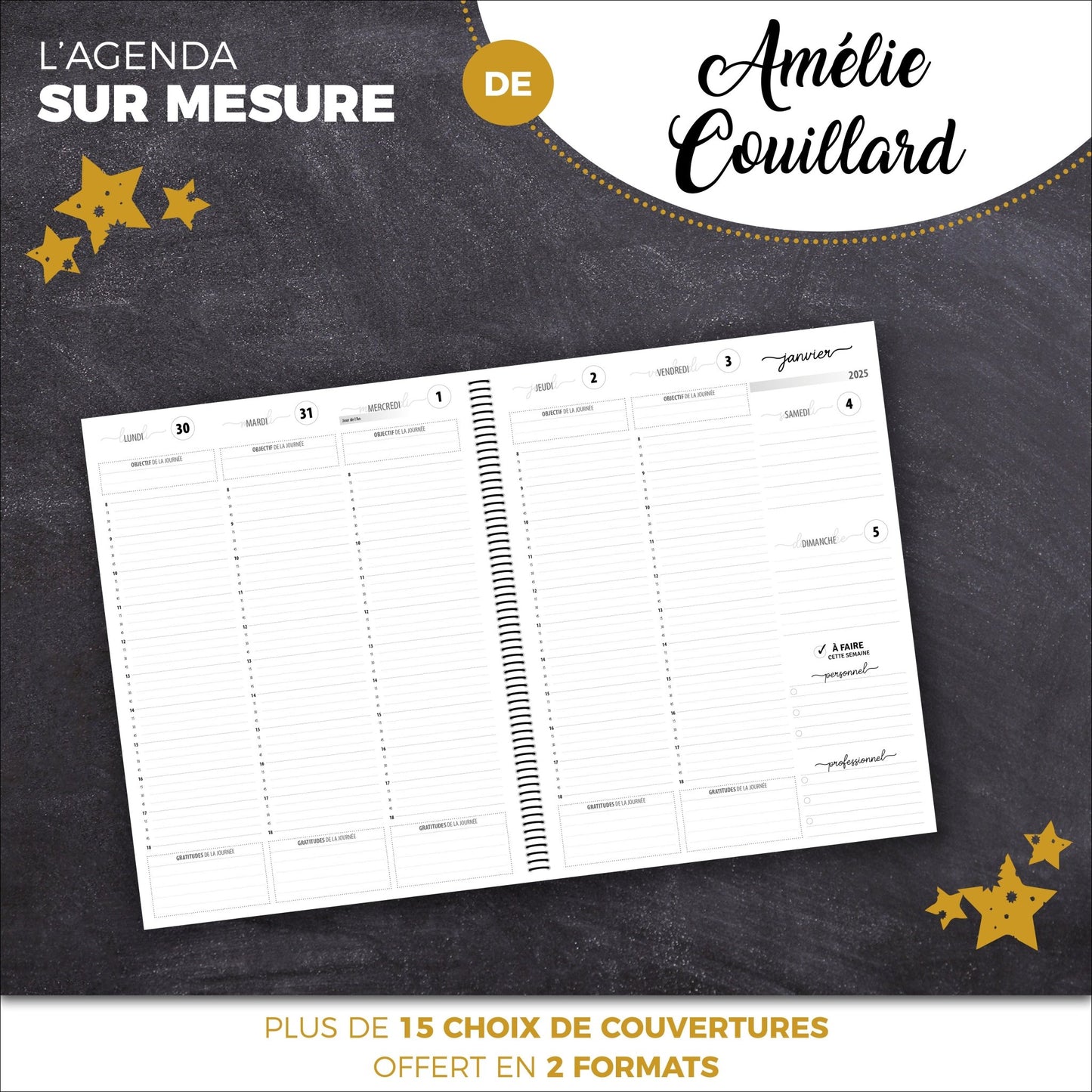 Agenda SUR MESURE | Amélie Couillard - Papeterie d'Or et d'Étoiles